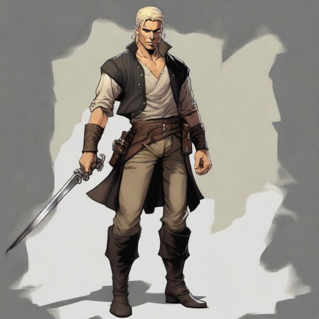 A swashbuckler rogue in a Dungeons and Dragons art style