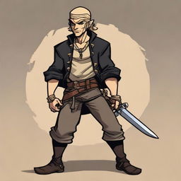 A swashbuckler rogue in a Dungeons and Dragons cartoon art style