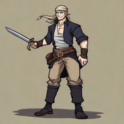 A swashbuckler rogue in a Dungeons and Dragons cartoon art style