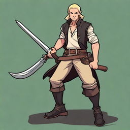 A swashbuckler rogue in a Dungeons and Dragons cartoon art style