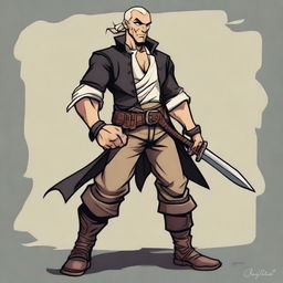 A swashbuckler rogue in a Dungeons and Dragons cartoon art style