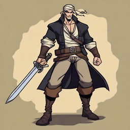 A swashbuckler rogue in a Dungeons and Dragons cartoon art style