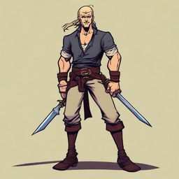 A swashbuckler rogue in a Dungeons and Dragons cartoon art style