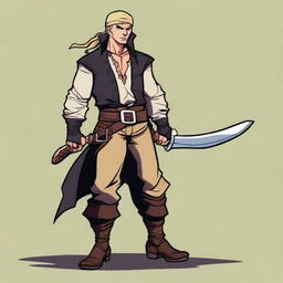 A swashbuckler rogue in a Dungeons and Dragons cartoon art style