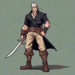 A swashbuckler rogue in a Dungeons and Dragons cartoon art style