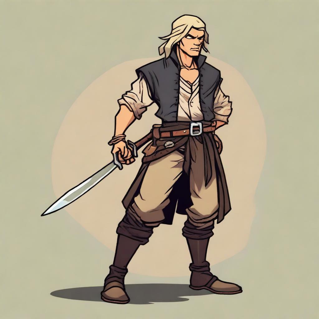 A swashbuckler rogue in a Dungeons and Dragons cartoon art style