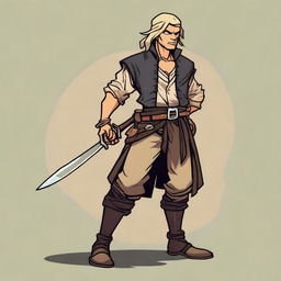 A swashbuckler rogue in a Dungeons and Dragons cartoon art style