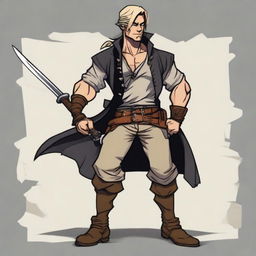 A swashbuckler rogue in a Dungeons and Dragons cartoon art style