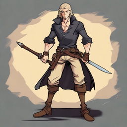 A swashbuckler rogue in a Dungeons and Dragons cartoon art style