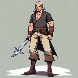 A swashbuckler rogue in a Dungeons and Dragons cartoon art style