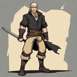 A swashbuckler rogue in a Dungeons and Dragons cartoon art style