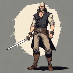 A swashbuckler in a Dungeons and Dragons art style