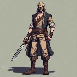 A swashbuckler in a Dungeons and Dragons art style