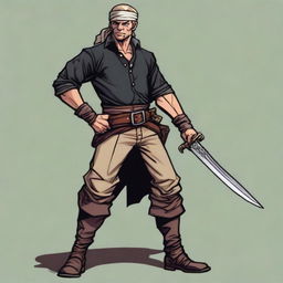 A swashbuckler in a Dungeons and Dragons art style