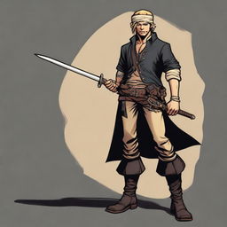 A swashbuckler in a Dungeons and Dragons art style