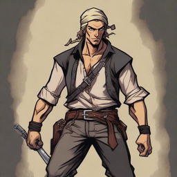 A swashbuckler in a Dungeons and Dragons art style