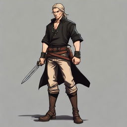 A swashbuckler in a Dungeons and Dragons art style