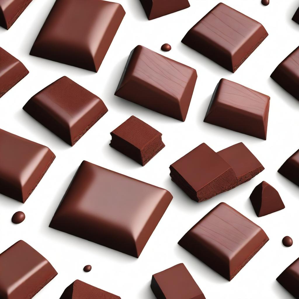 A delicious, rich, and creamy piece of chocolate, with a smooth texture and a glossy finish