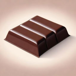 A delicious, rich, and creamy piece of chocolate, with a smooth texture and a glossy finish