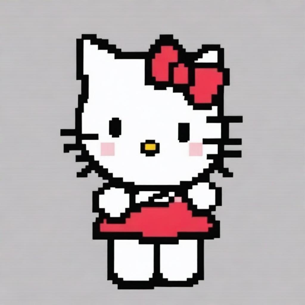 Create a pixel art image of Hello Kitty