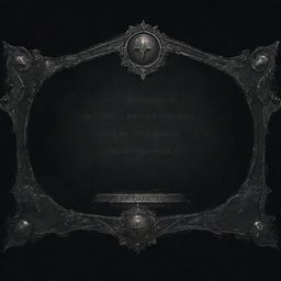 A dark and atmospheric souls-like UI banner for text, incorporating a button with high detail and gothic embellishments.