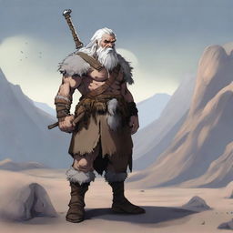 An old, gray-haired barbarian who looks malnourished, trying to reminisce about his glory days as an adventurer