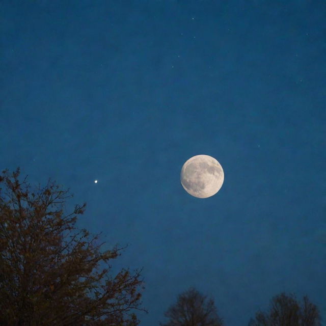 An enchanting night sky full of stars with a brilliant full moon