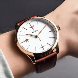 Create a wristwatch featuring the brand name 'AGUILA', with three small stars in the middle of the dial