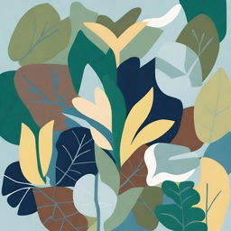 Create AI art inspired by Osborne and Little's Lamorran collection for Spring 2022, focusing on bold and abstract greenery patterns with organic forms like leaves and vines