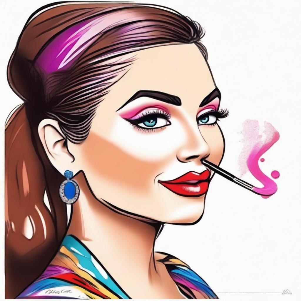 Una caricatura animada de una mujer maquillada