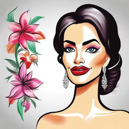 Una caricatura animada de una mujer maquillada