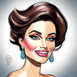 Una caricatura animada de una mujer maquillada