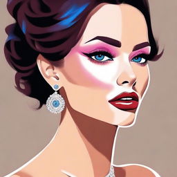 Una caricatura animada de una mujer maquillada con los ojos cerrados, ideal para una portada