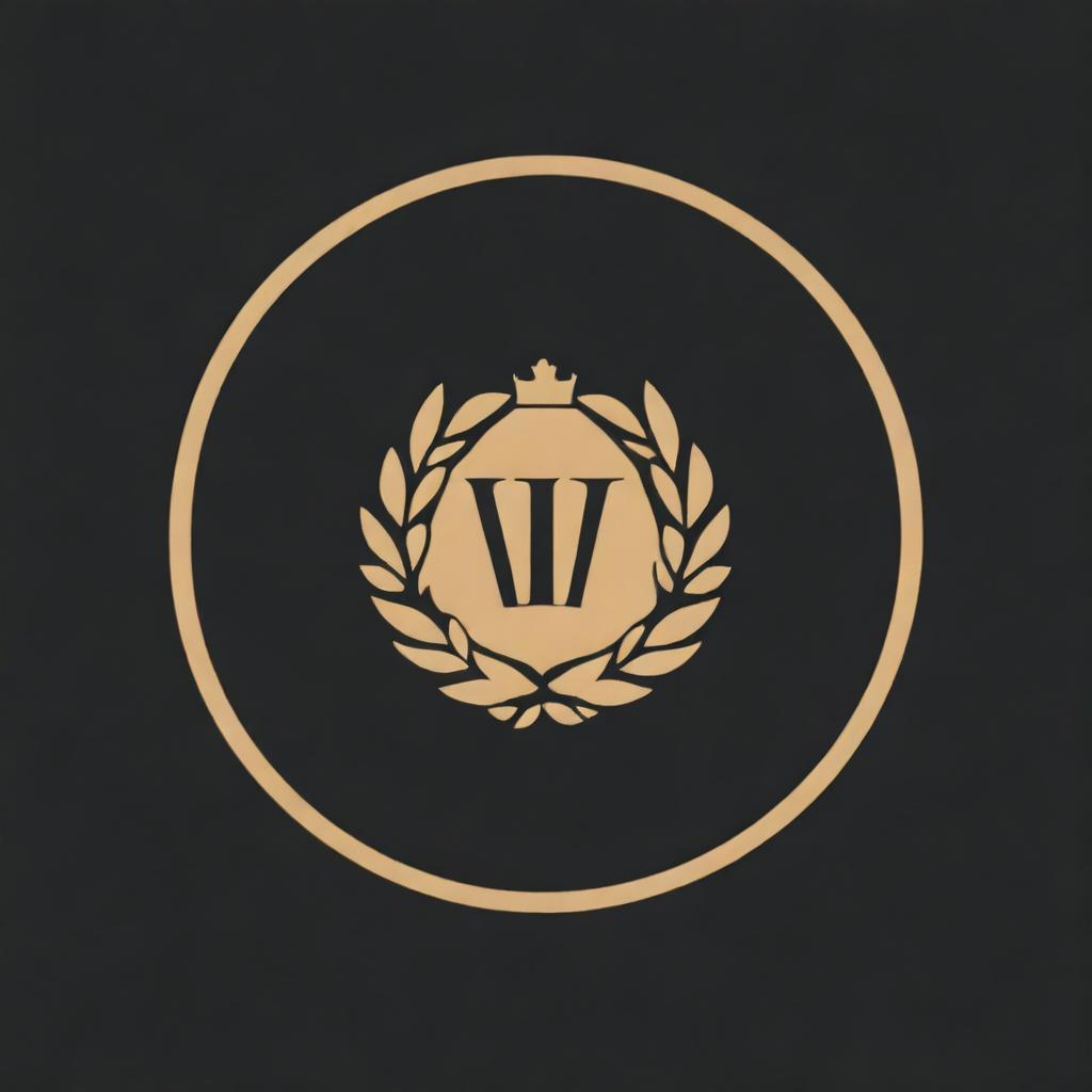 Design a circular logo for the trademark 'Vincere' that embodies the phrase 'Veni Vidi Vici' from Gaius Julius Caesar and includes elements of a caliphate