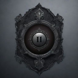 A souls-like UI banner with gothic embellishments and detailed button, set against an invisible background for text.