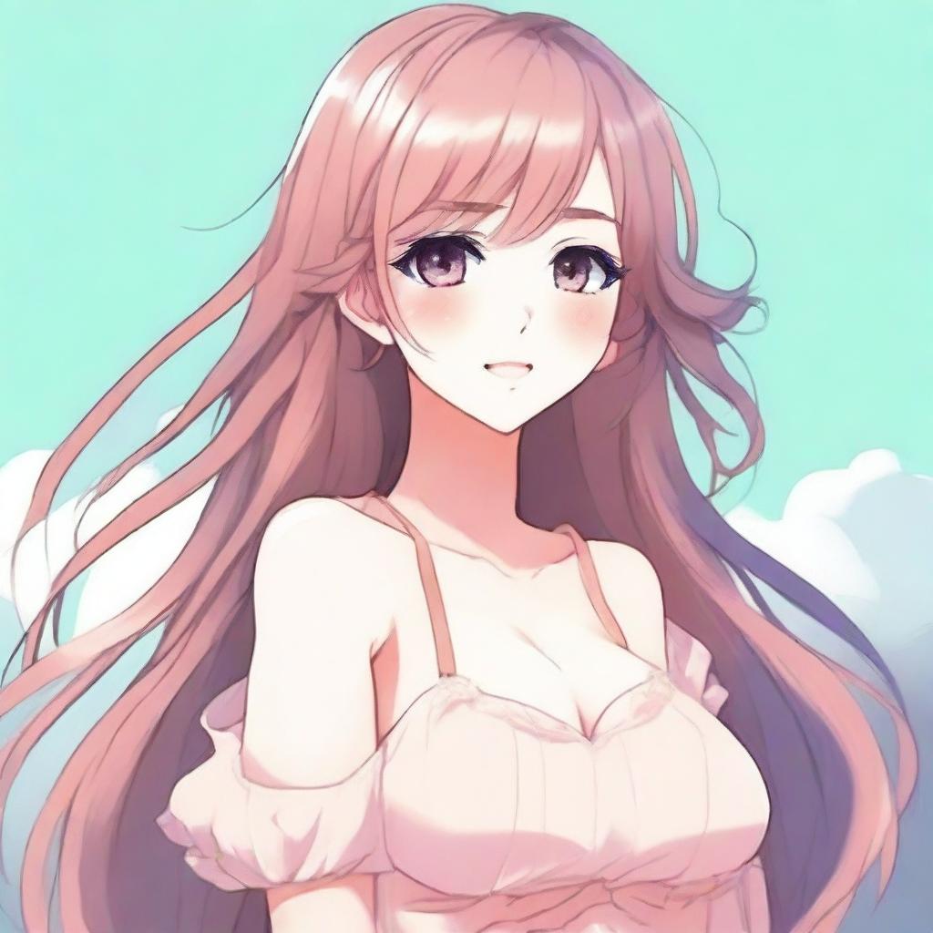 Create an image of extremely attractive waifu characters with long flowing hair, big expressive eyes, and confident smiles