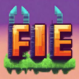 Create a pixel art image featuring the word 'FIVE' in a stylized and vibrant design