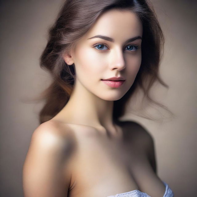 Create an artistic image of a beautiful young woman with an elegant figure