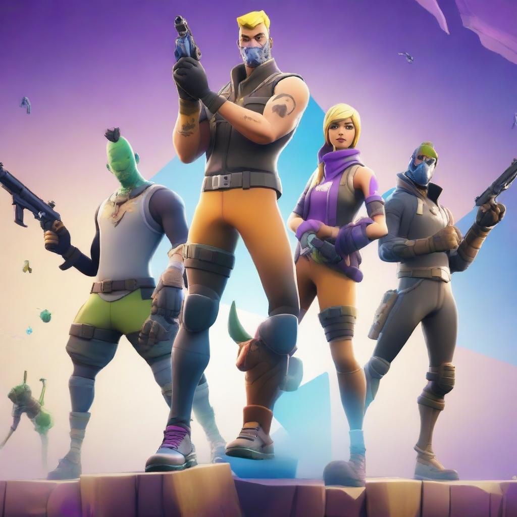 Create an image featuring characters in the style of Fortnite