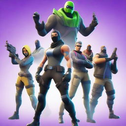 Create an image featuring characters in the style of Fortnite