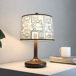 Design an indoor lamp in a hand-drawn style specifically for elderly people with Alzheimer's disease