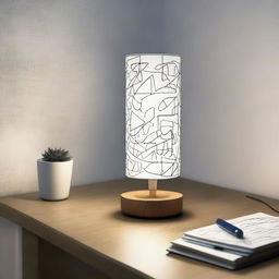 Design an indoor lamp in a hand-drawn style specifically for elderly people with Alzheimer's disease