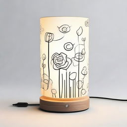 Design an indoor lamp in a hand-drawn style specifically for elderly people with Alzheimer's disease