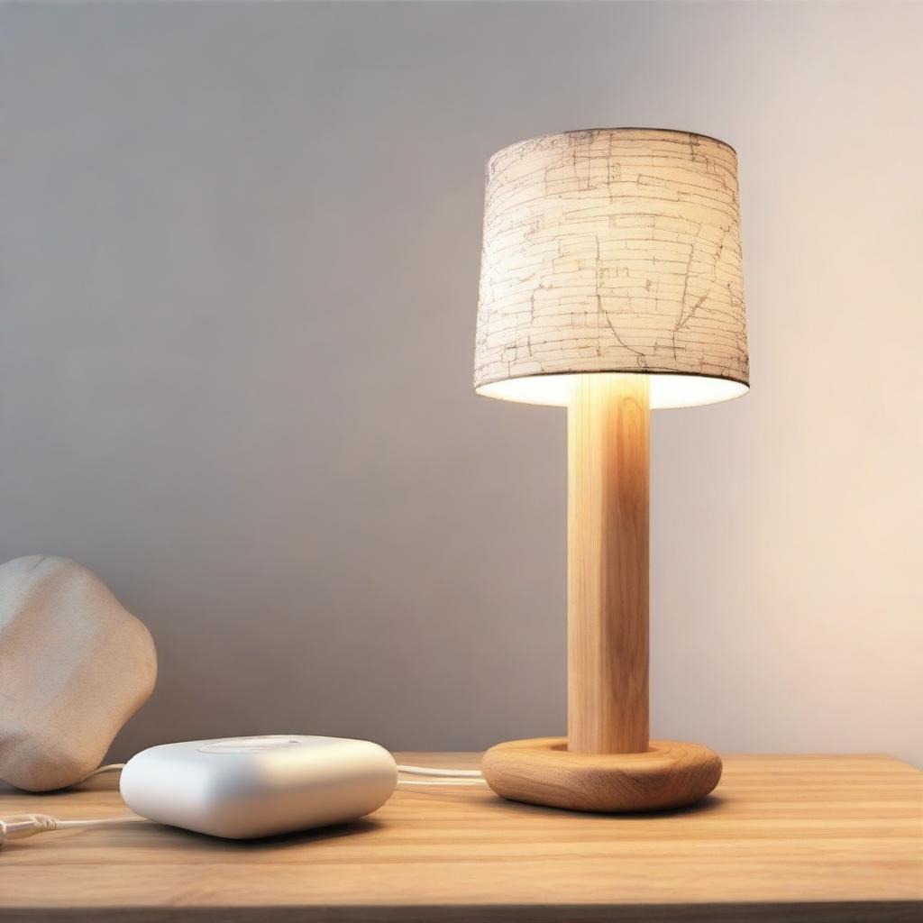 Create a sketch-style design for an indoor lamp specifically for elderly people with Alzheimer's disease