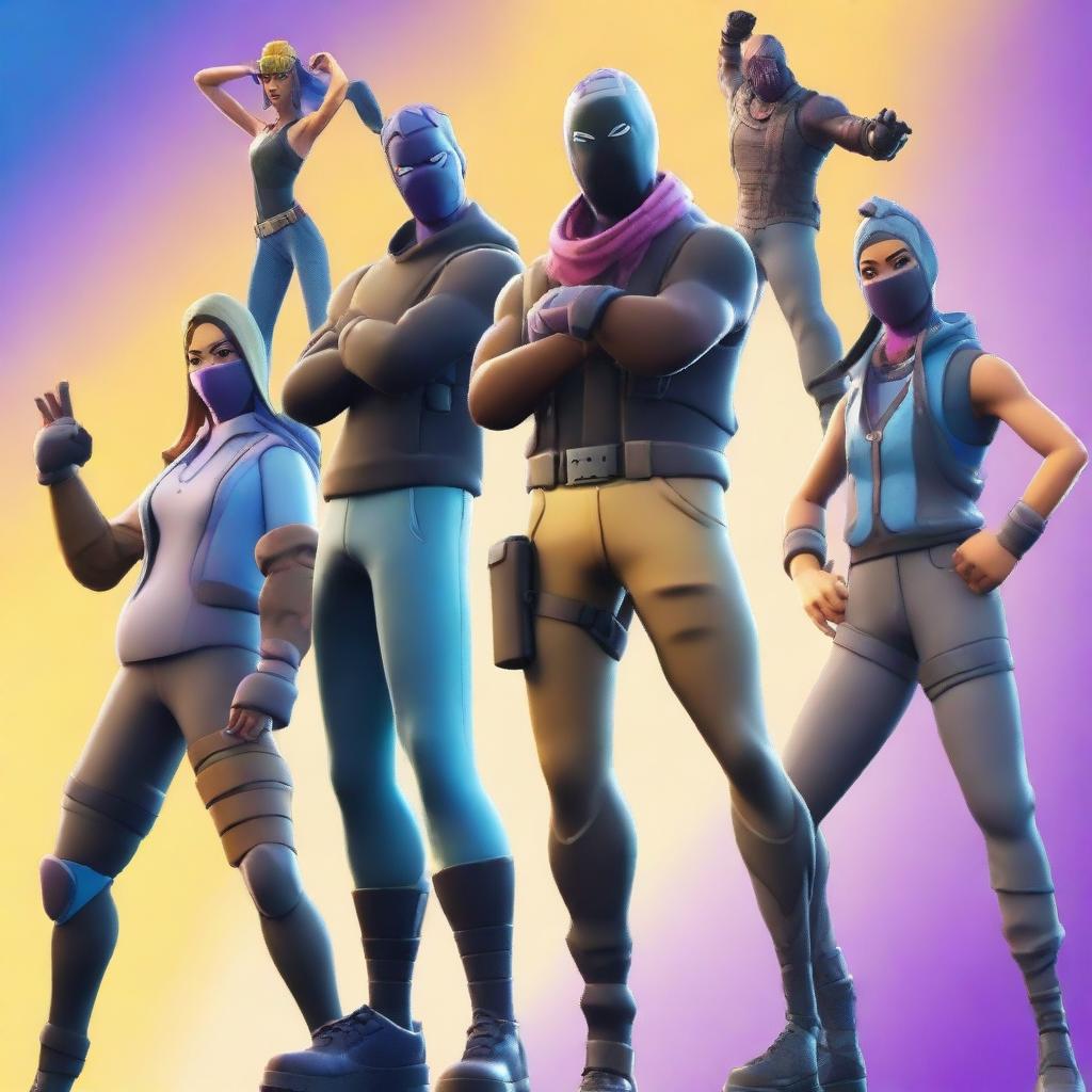 Generate an image featuring characters in the style of Fortnite