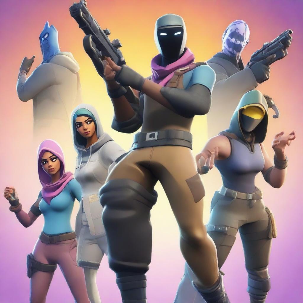 Generate an image featuring characters in the style of Fortnite