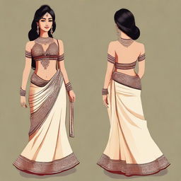 Create an illustration of an Indian girl wearing a stylish and sexy dress