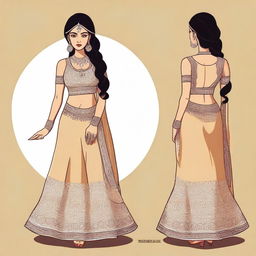 Create an illustration of an Indian girl wearing a stylish and sexy dress