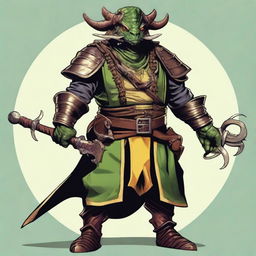 A detailed illustration of a bronze dragonborn pirate from Dungeons & Dragons