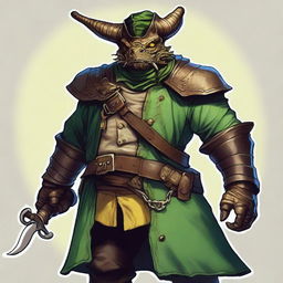 A detailed illustration of a bronze dragonborn pirate from Dungeons & Dragons